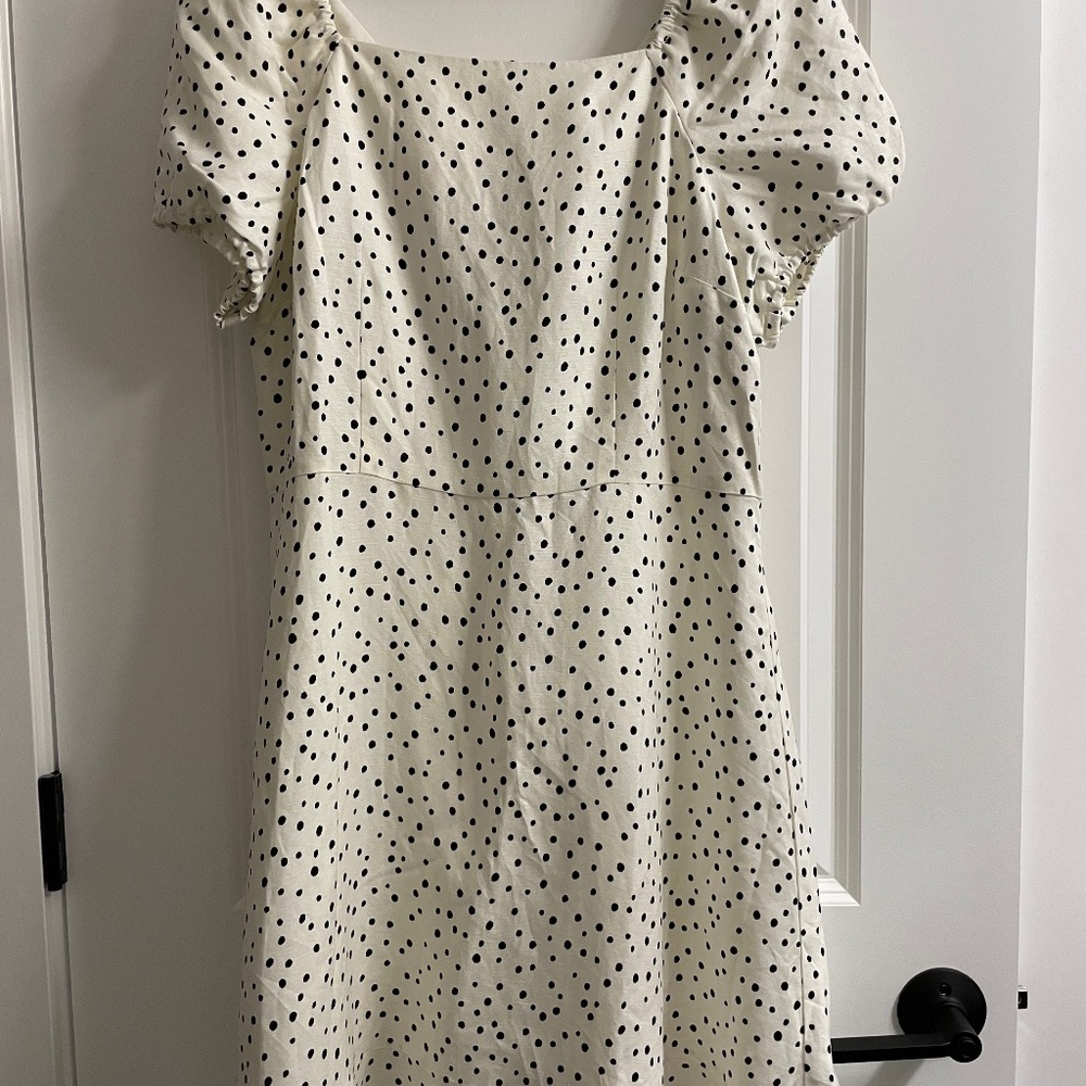 Loft Dotted Tie Back Flare Dress